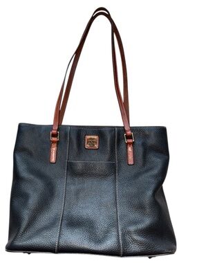 Dooney & Bourke Lexington Black Pebbled Leather Double Handle Tote Bag
